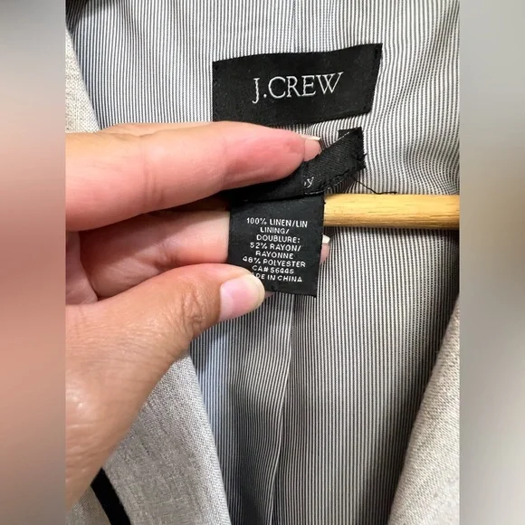 J Crew 100% Linen Schoolboy Blazer Neutral Beige Bold Covered‎ Buttons Work - Picture 12 of 12